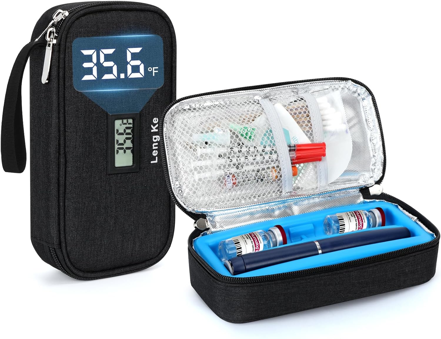 Peptide travel cases with temperature gage